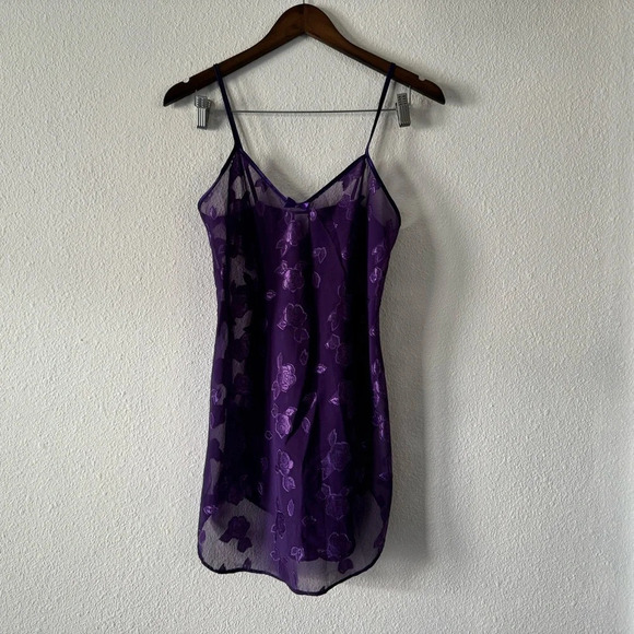 Vintage Lingerie Floral Sheer Nightie Slip Dress Petra Fashions Small Purple - Picture 8 of 9